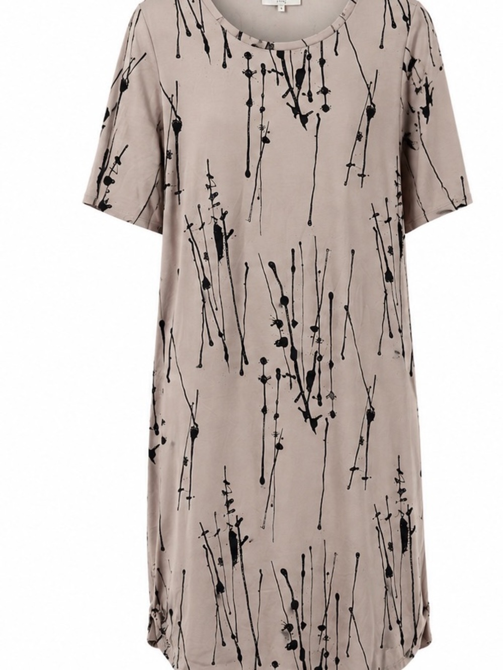 Women's Taupe & Black Printed Short Sleeve Nightshirt